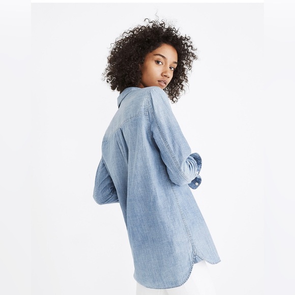 Madewell Chambray Classic Ex-Boyfriend Shirt in Mazzy Wash Size‎ XXS - Picture 2 of 12